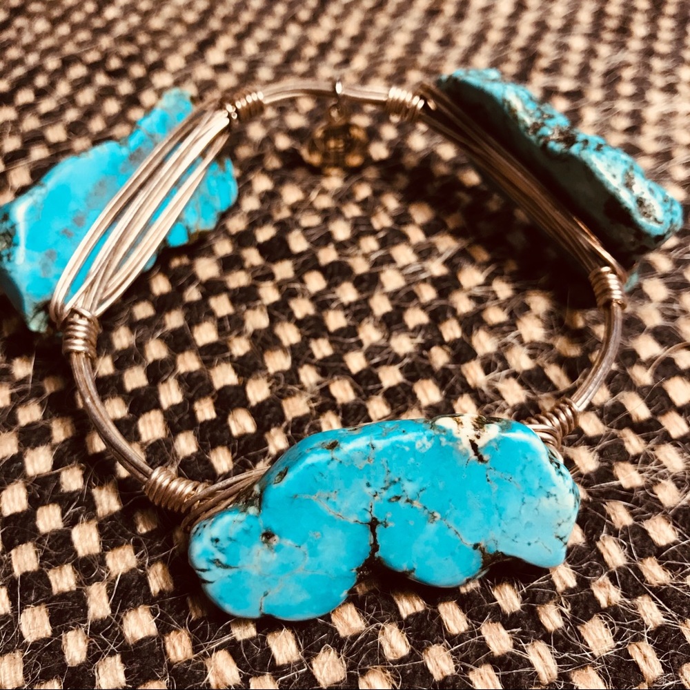 Bourbon and Boweties Turquoise Blue Stone Bracelet